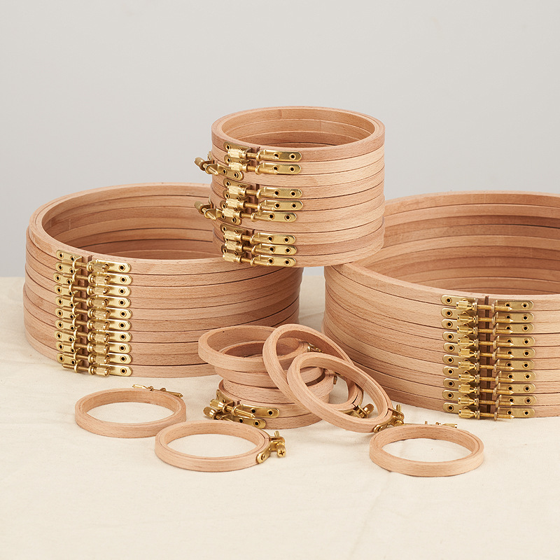 Embroidery Hoop Kit - 4-12inches Beech Round Wooden Embroidery Hoops