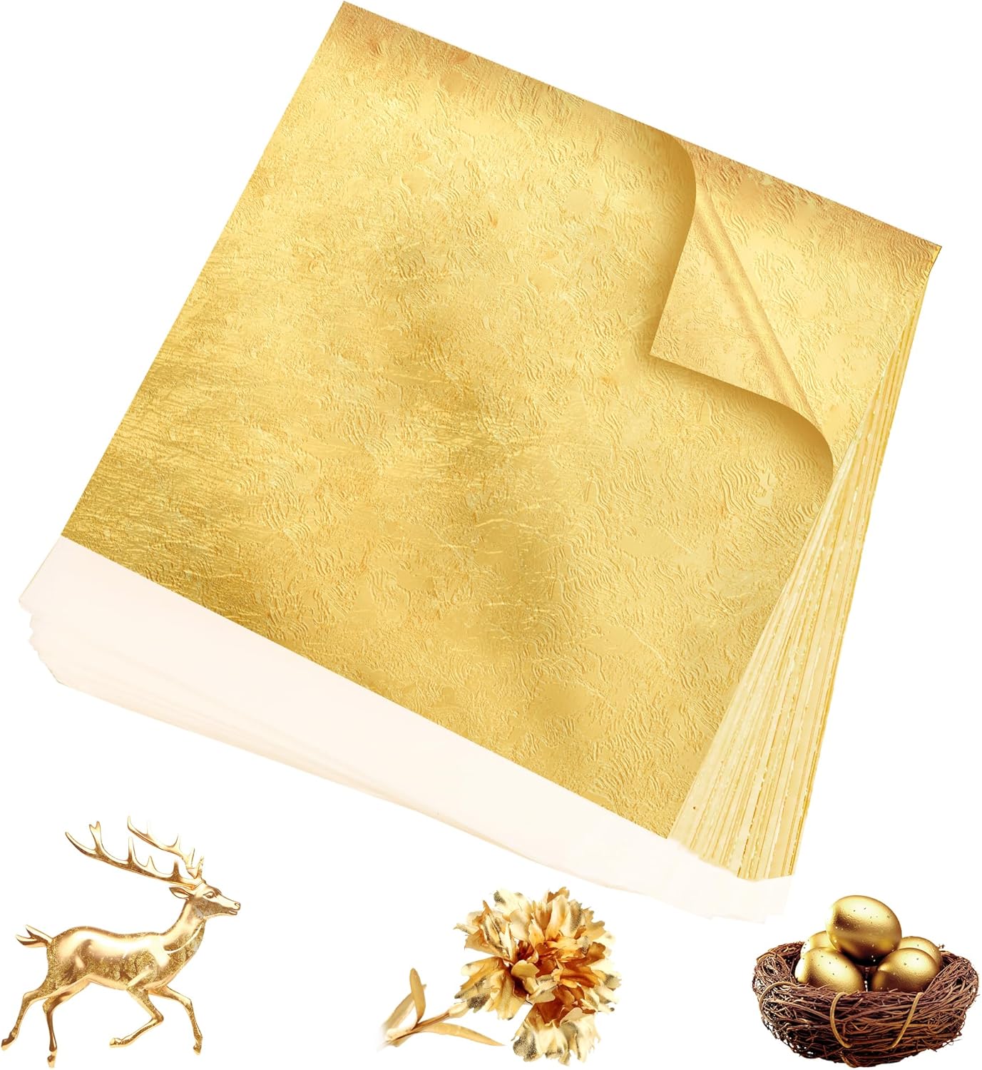Art Craft Decoration - 300Pcs Gold Leaf Sheets 5.1x5.1 inch