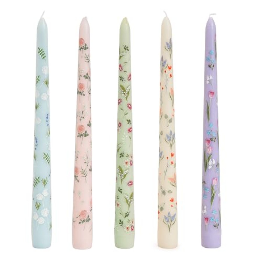 Art Craft Decoration - Pretty Floral Taper Candlesticks Beautiful 5-Color
