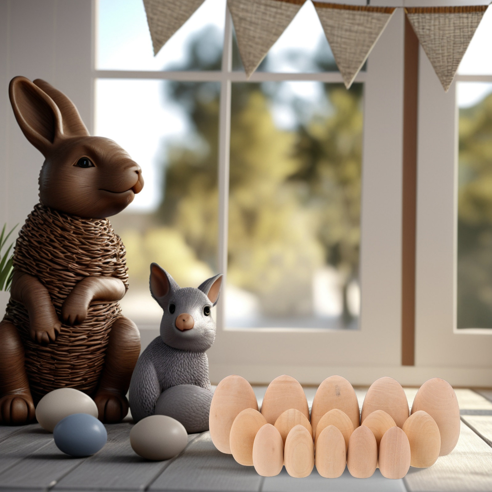 15Pcs Wooden Blank Easter Eggs - Art Craft Easter 评论和价格