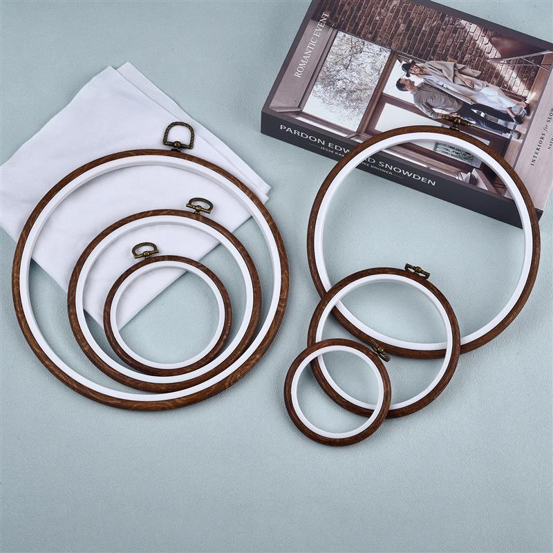 Round Oval Wooden Color Embroi - Embroidery Hoop Kit 评论和价格
