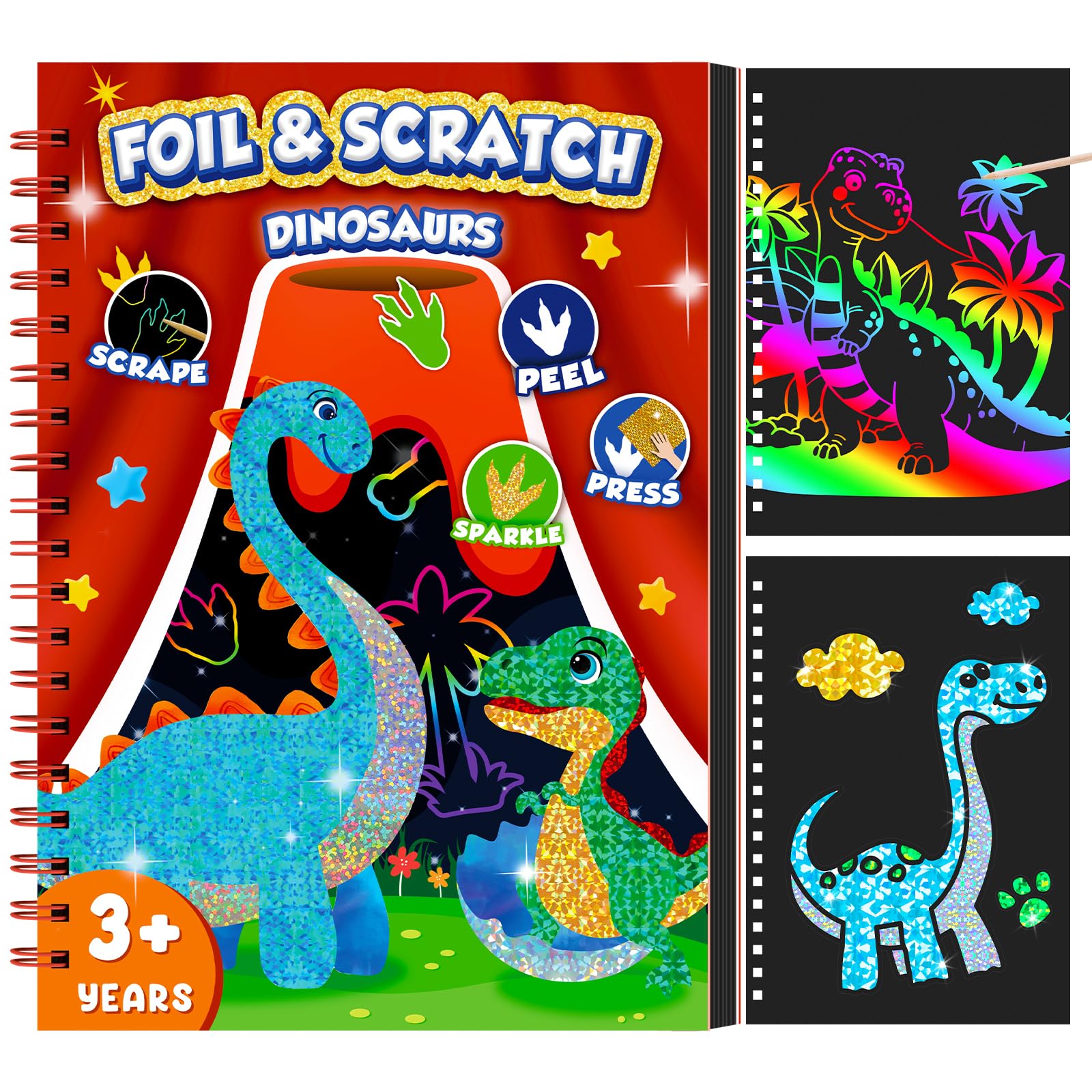 Dinosaur Scratch Art Book for  - Dinosaur And Craft 评论和价格