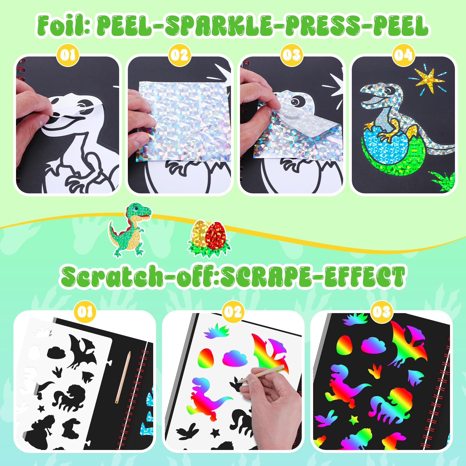Dinosaur Scratch Art Book for  - Dinosaur And Craft 评论和价格