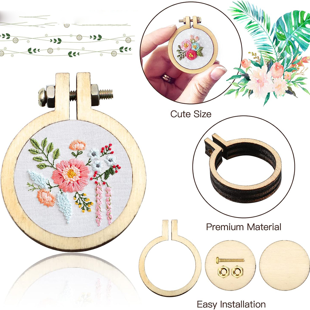 10Pcs/Set Wooden Mini Embroide - Embroidery Hoop Kit 评论和价格