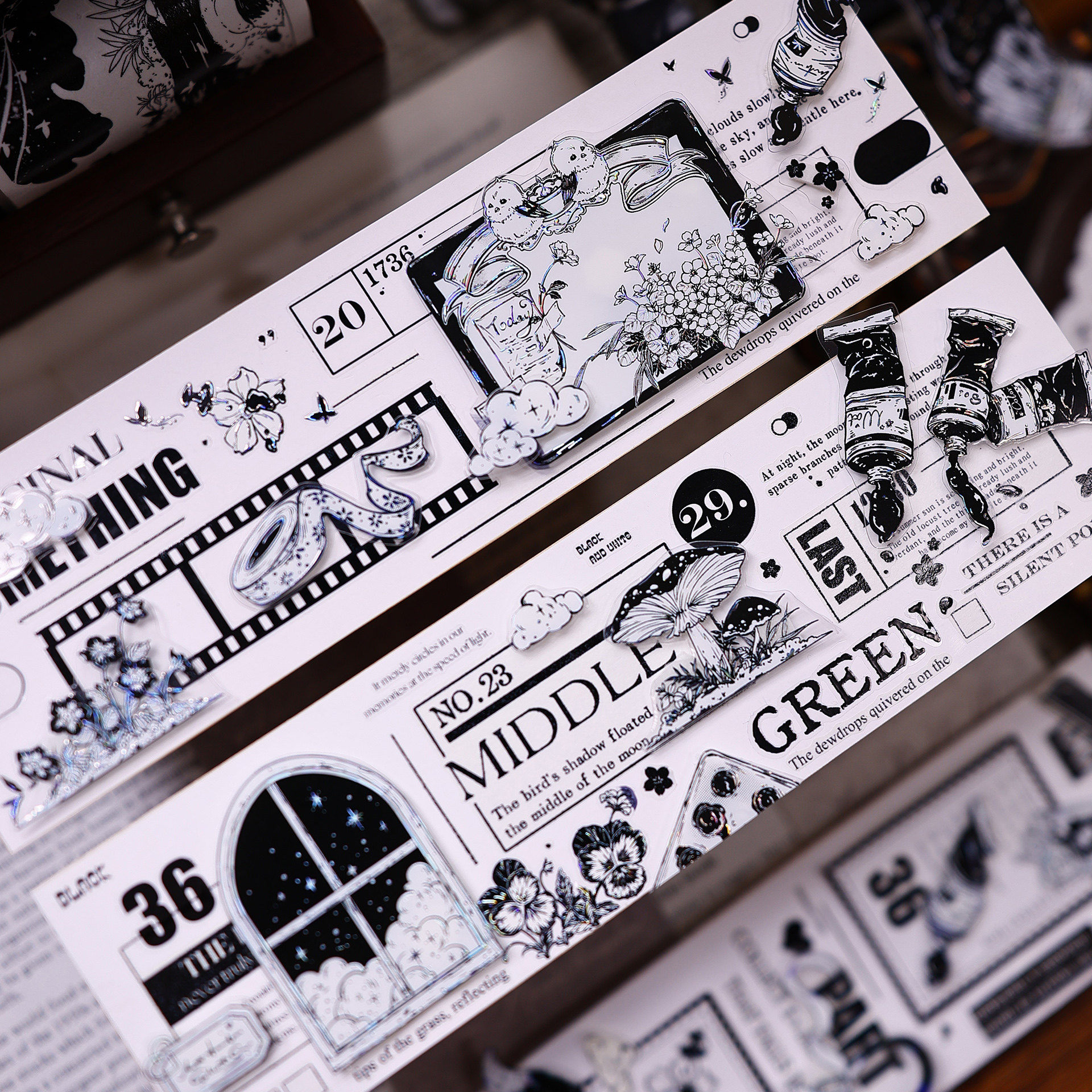 XiaoBaiJia Studio Vintage Blac - Washi Tape Rolls 评论和价格