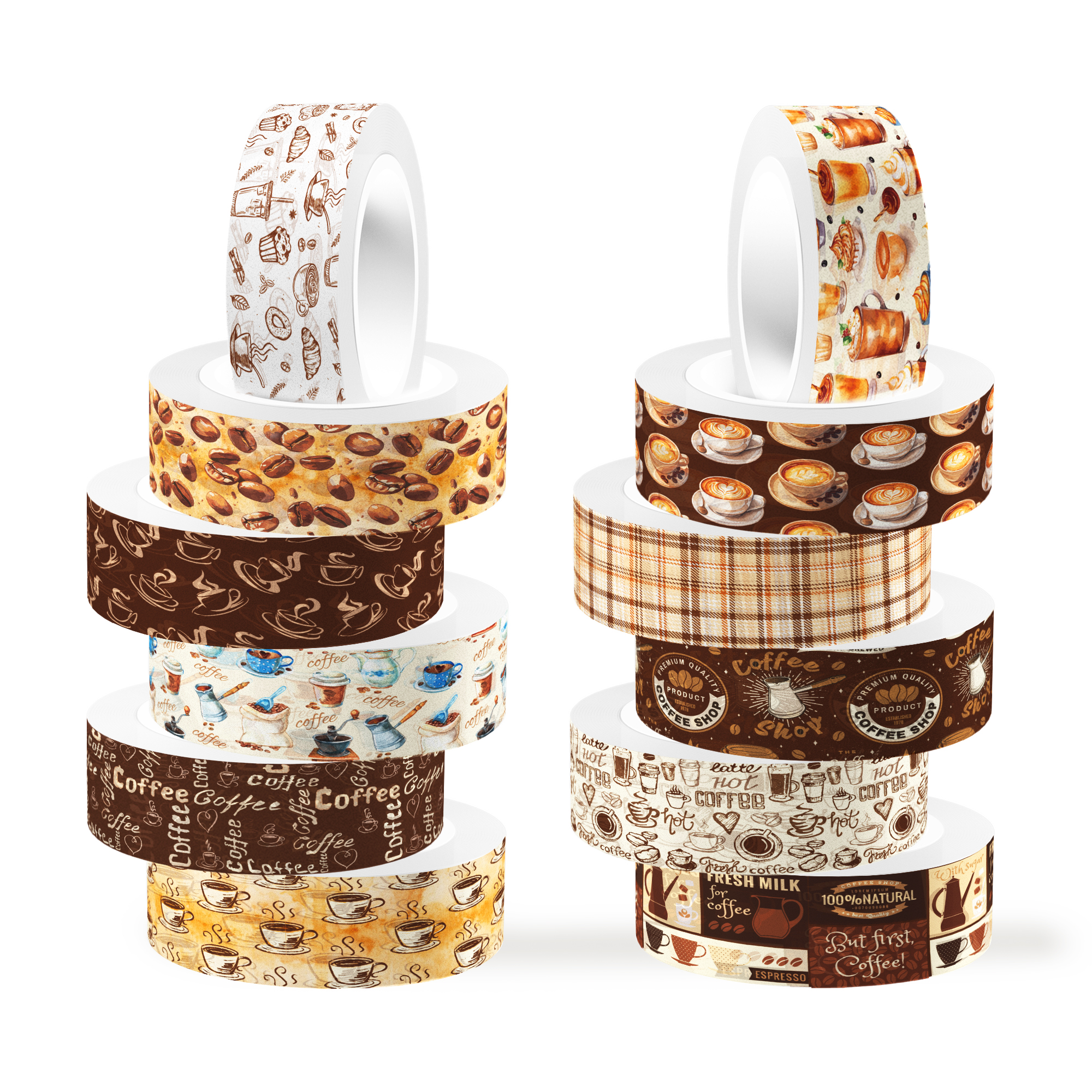 Vintage Coffee Pattern Washi T - Washi Tape Rolls 评论和价格