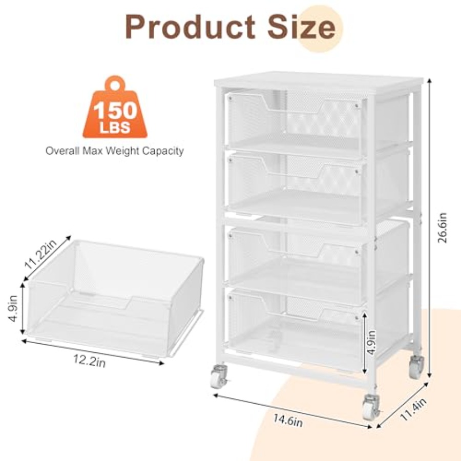 4-Drawer Rolling Storage Cart  - Art & Craft Paper Ideas 评论和价格