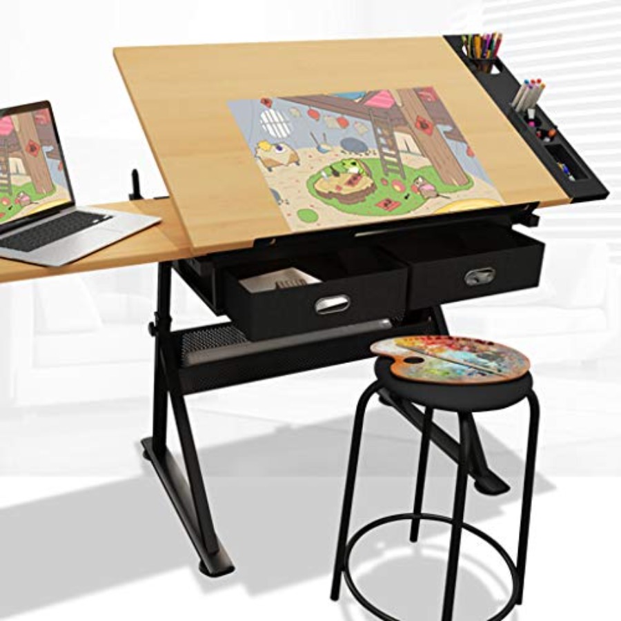 Drafting Table with Storage He - Art & Craft Paper Ideas 评论和价格