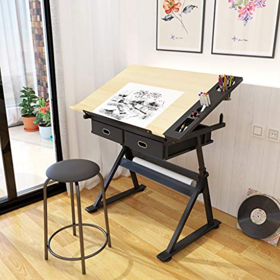 Drafting Table with Storage He - Art & Craft Paper Ideas 评论和价格