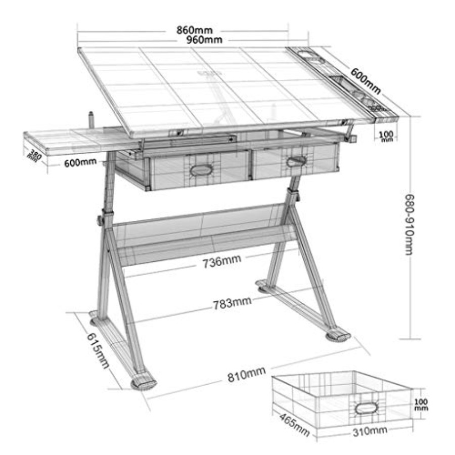Drafting Table with Storage He - Art & Craft Paper Ideas 评论和价格
