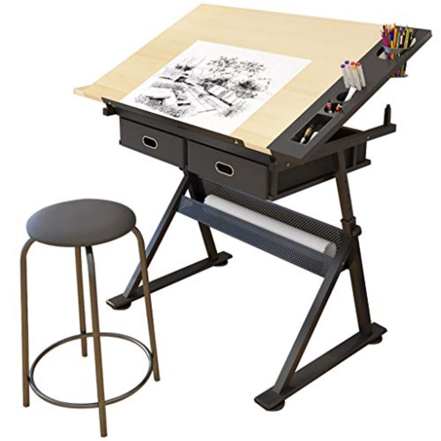 Drafting Table with Storage He - Art & Craft Paper Ideas 评论和价格
