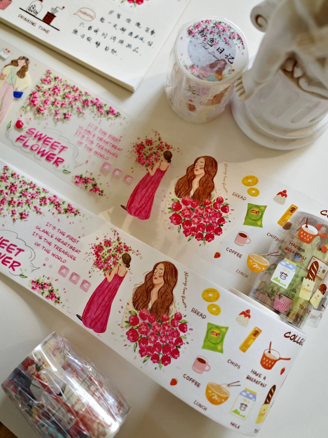 YiEr Studio Vintage Pink Dairy - Washi Tape Rolls 评论和价格