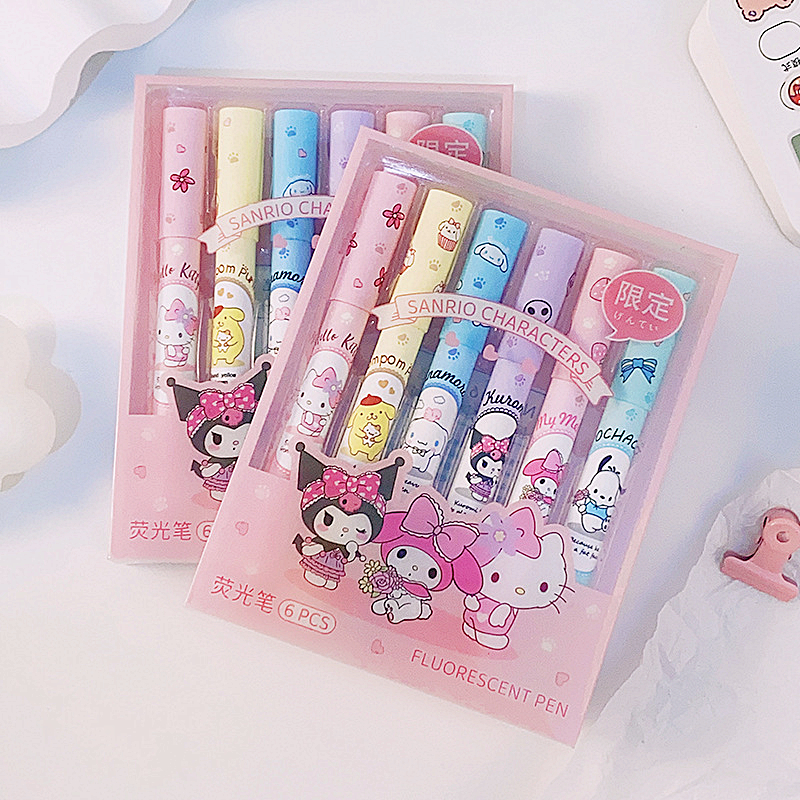 6Pcs Sanrio Hello Kitty Highli - Illustration Marker Set 评论和价格