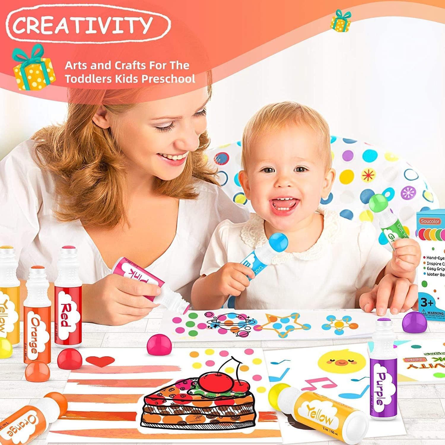 Dot Markers for Toddlers 8 Col - Art Craft For Preschoolers 评论和价格
