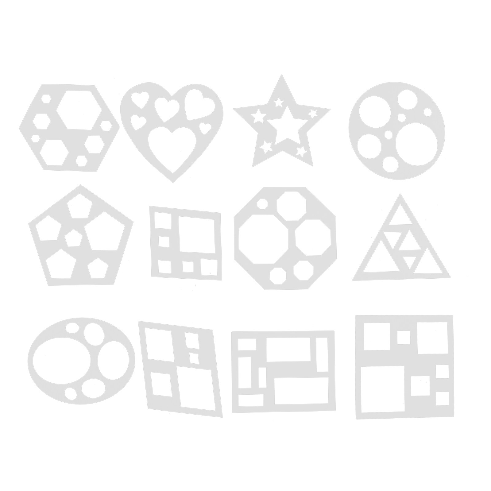 12Pcs Geometric Shape Stencils - Art Craft For Preschoolers 评论和价格