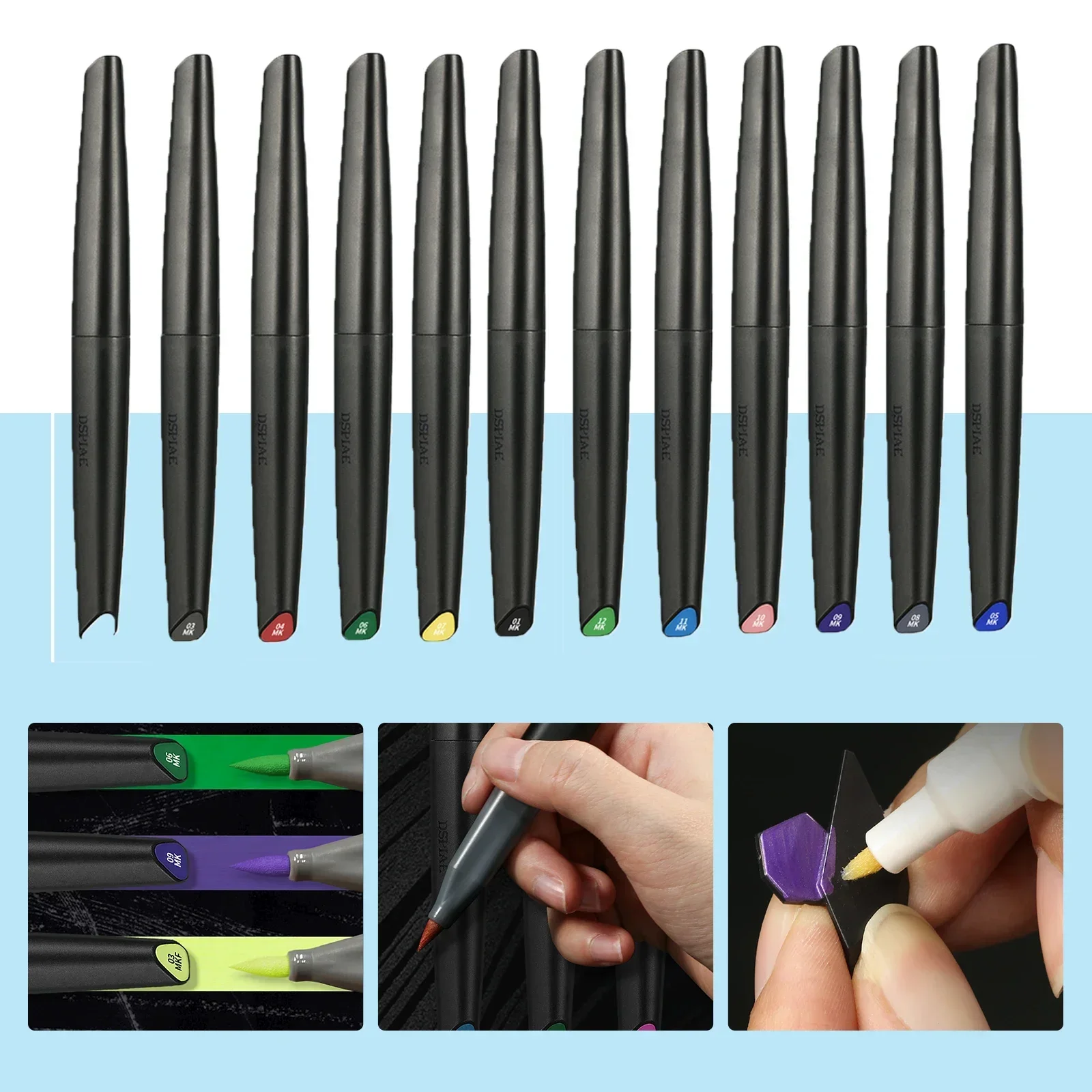 Dspiae 12 Colors Brush Pen Set - Illustration Marker Set 评论和价格