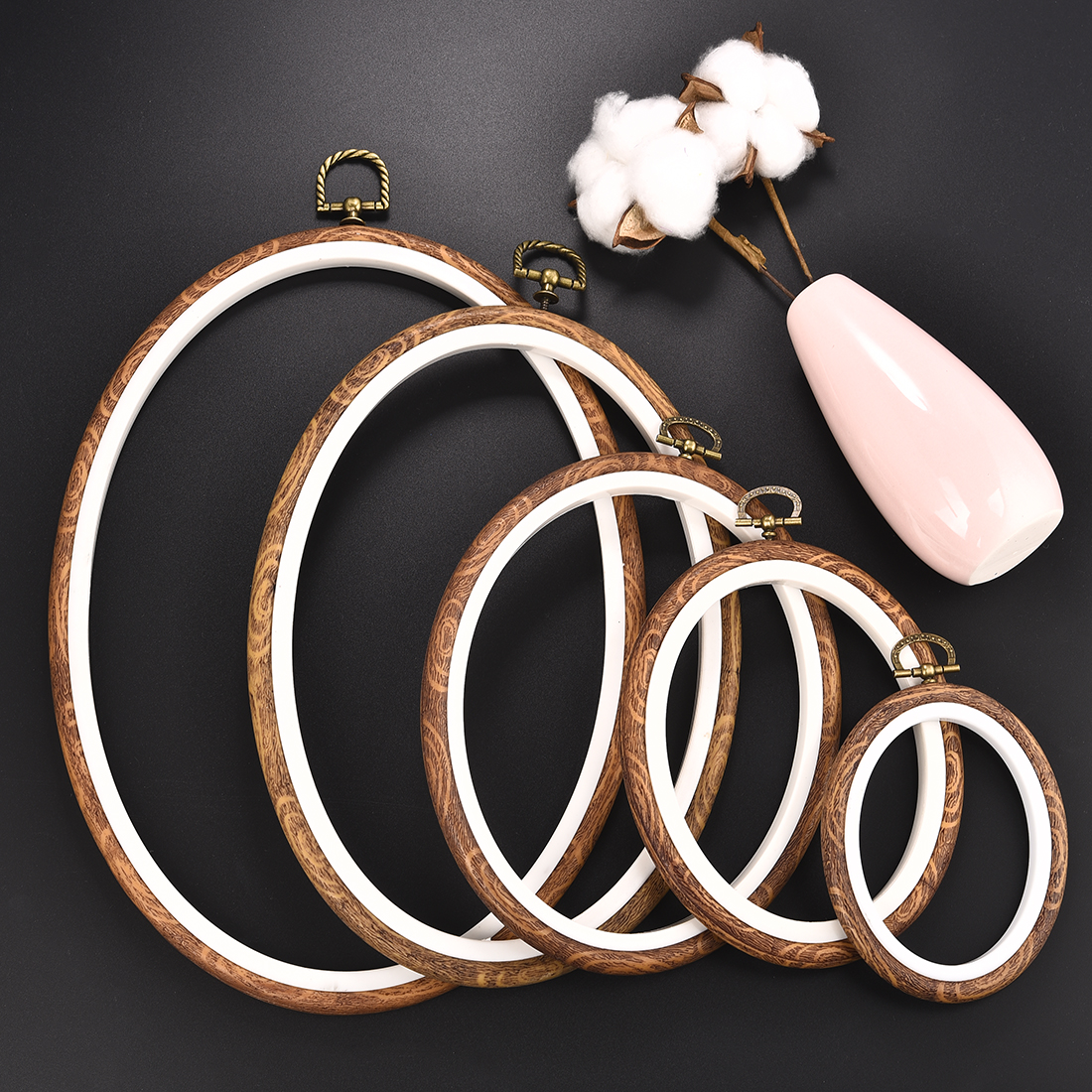 Imitated Wood Round,Oval Diffe - Embroidery Hoop Kit 评论和价格