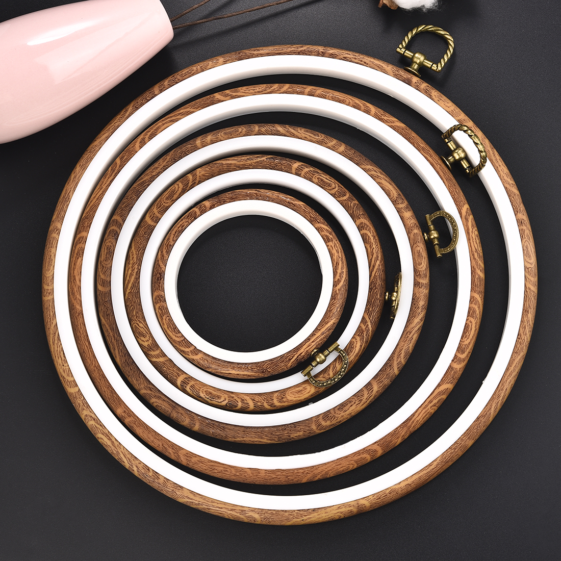 Imitated Wood Round,Oval Diffe - Embroidery Hoop Kit 评论和价格