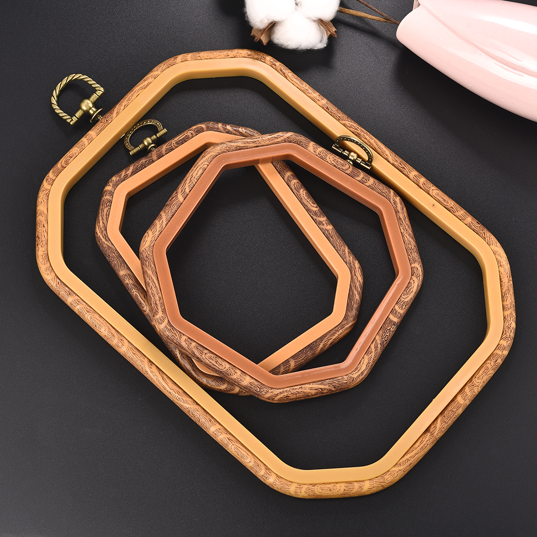 Imitated Wood Round,Oval Diffe - Embroidery Hoop Kit 评论和价格