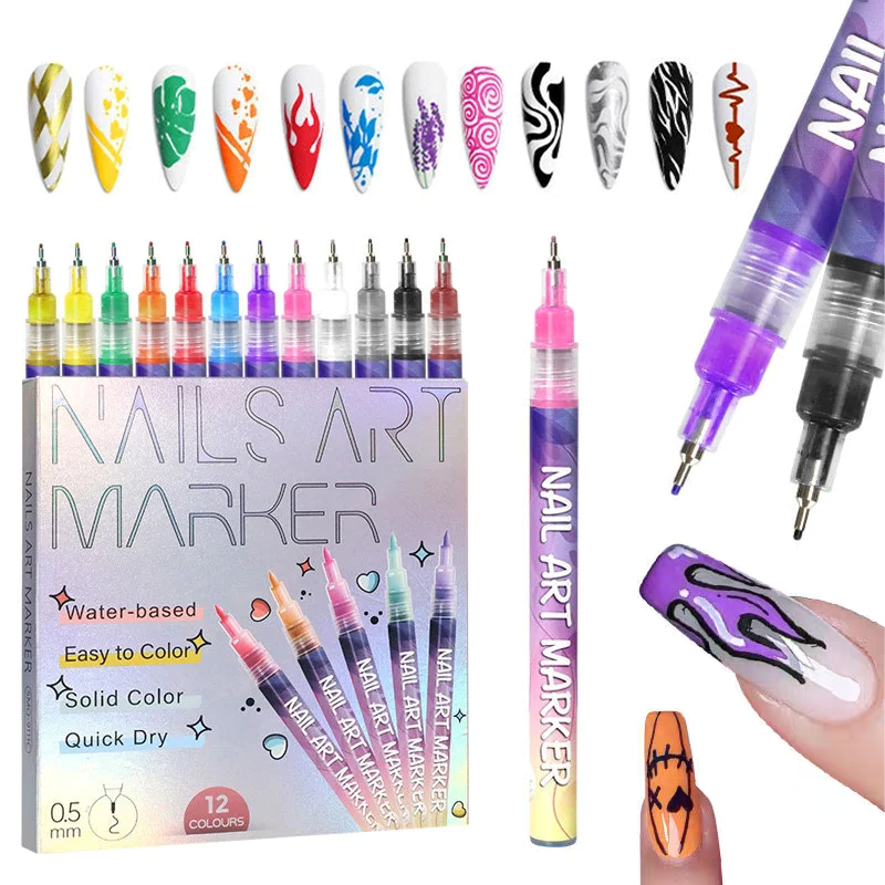 12Pcs/Set Nail Acrylic Graffit - Illustration Marker Set 评论和价格