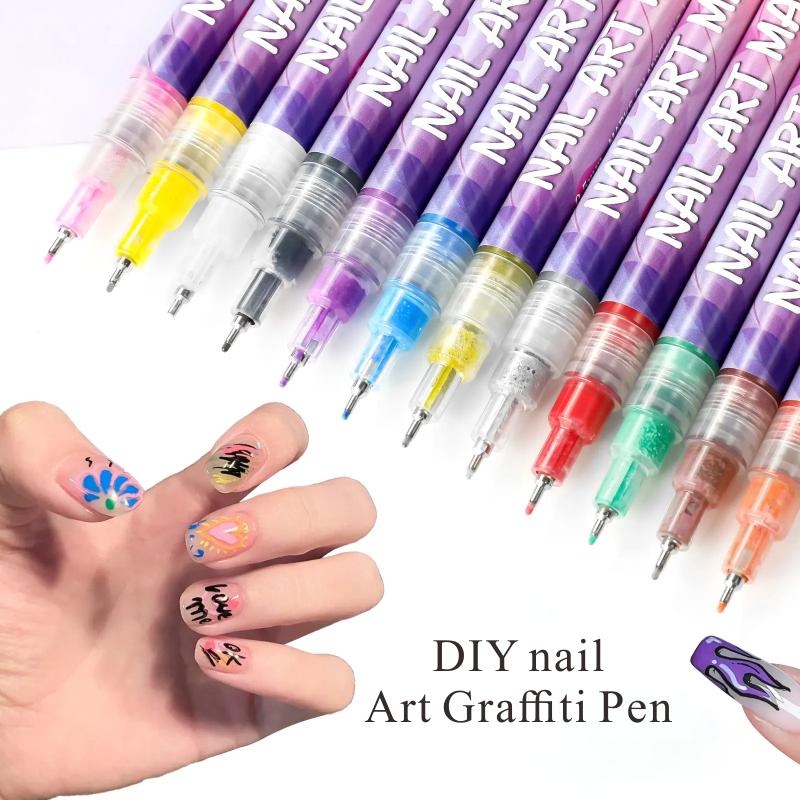 12Pcs/Set Nail Acrylic Graffit - Illustration Marker Set 评论和价格