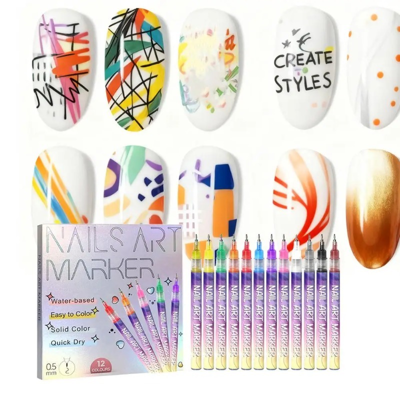 12Pcs/Set Multicolor Nail Art  - Illustration Marker Set 评论和价格