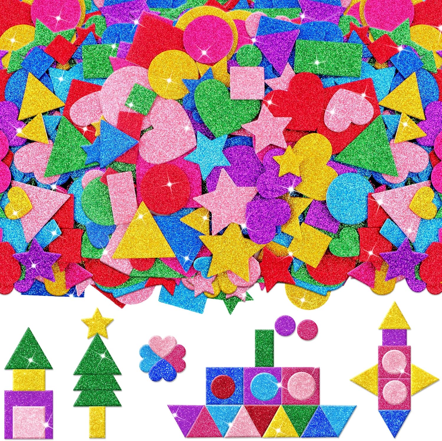 1000 Pcs Glitter Self Adhesive - Art Craft For Preschoolers 评论和价格