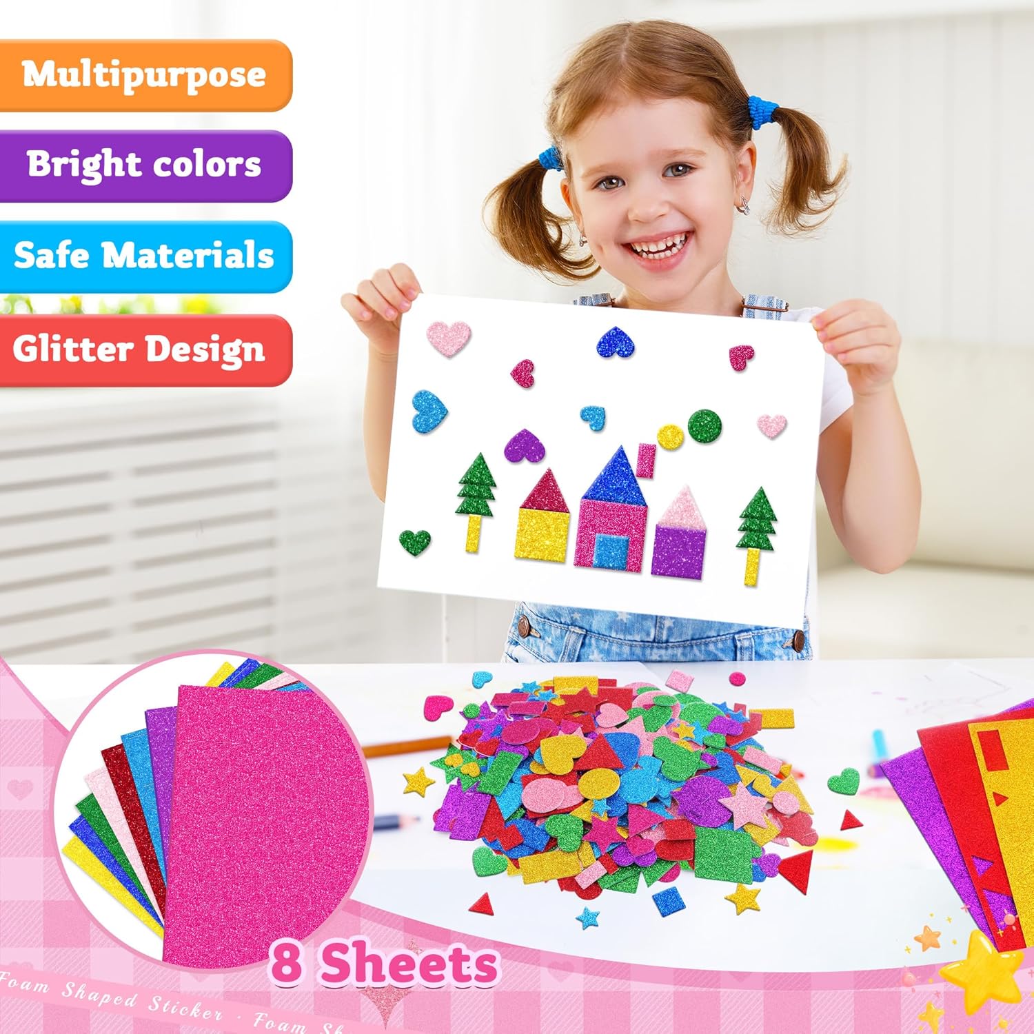 1000 Pcs Glitter Self Adhesive - Art Craft For Preschoolers 评论和价格