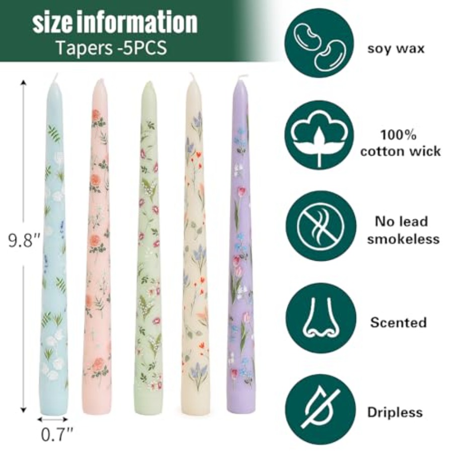 Pretty Floral Taper Candlestic - Art Craft Decoration 评论和价格