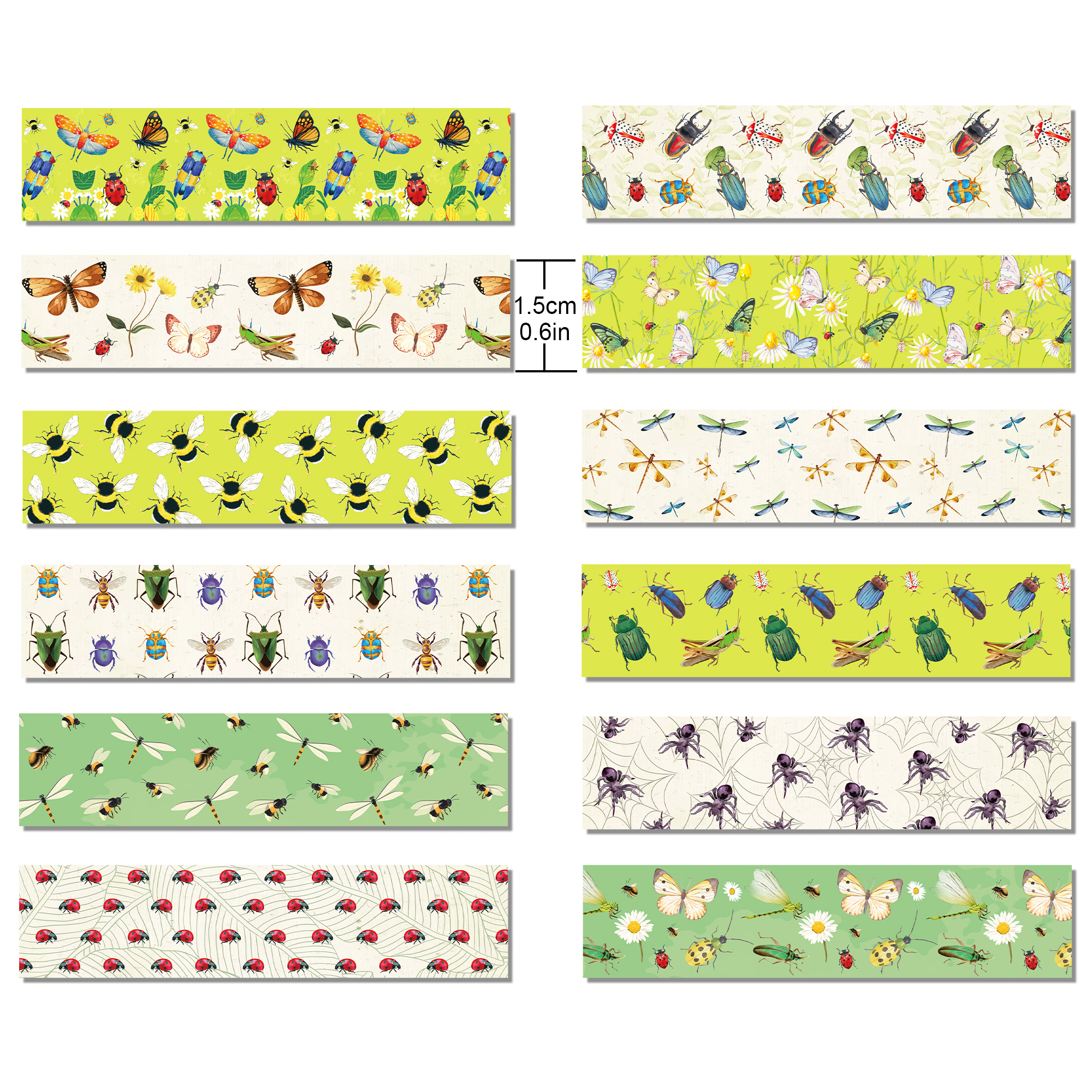 12 Rolls Cartoon Insect Bee Bu - Washi Tape Rolls 评论和价格